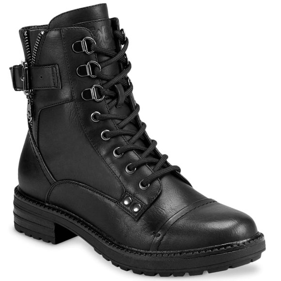 Guess Shoes - Guess GBG Black Gessy Faux Leather Combat Boot Size 7.5